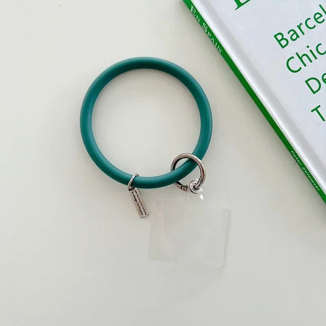 1/2pc Universal Hanging Ring fore Mobile Phone Soft Silicone Lanyard Strap Anti-Lost Bracelet for iPhone Xiaomi Samsung Keychain Oasis Select dark green