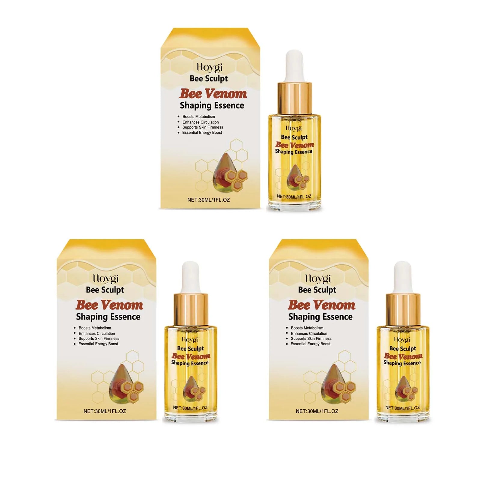 Bee Venom Shaping Oil Firming Lifting Body Skin Anti Cellulite Fat Burning Weight Loss Improve Sagging Thin Leg Massage Oil Oasis Select 3Pcs 30ml