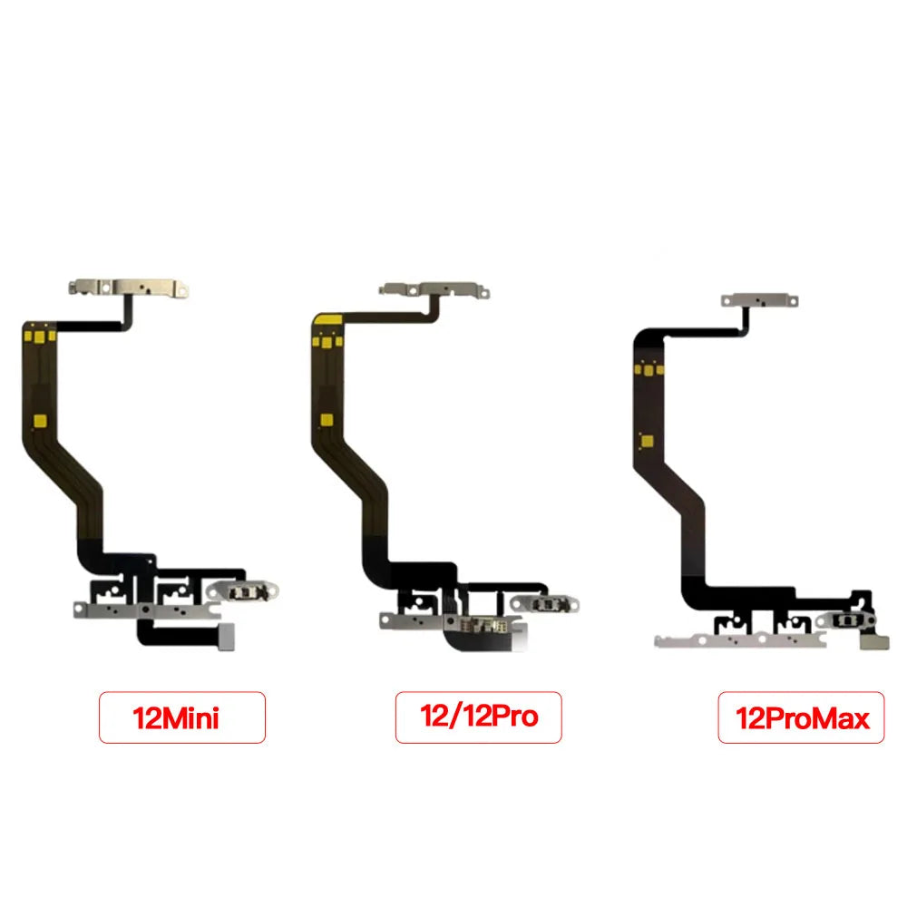 iPhone 12 Mini Pro Max Power Volume Flex Cable + Metal Bracket