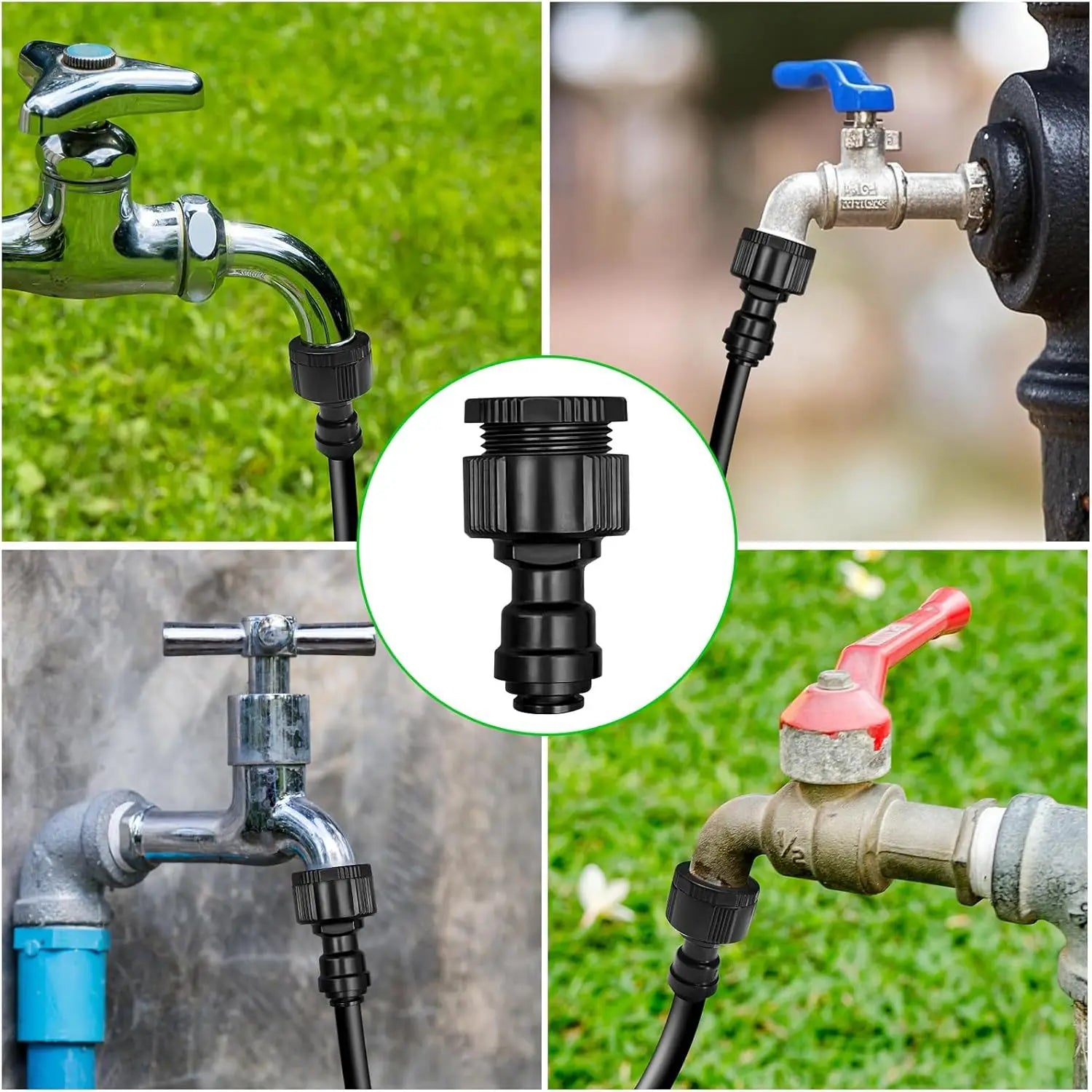 All Black 8mm Push Fit Pipe Fittings For Drip Irrigation And Sprinkler Systems With 5/8 Thread Faucet Connector For Greenhouse Oasis Select