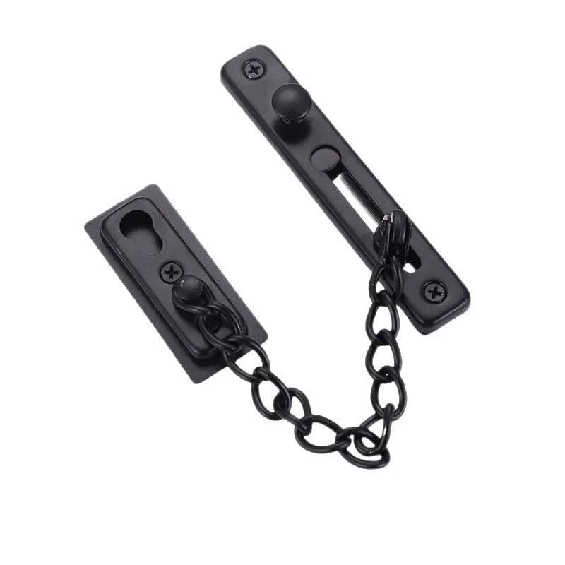 No Drill Stainless Steel Security Door Chain Push Button Lock Latch Anti-Theft Door Guard for Home Hotel Use Oasis Select
