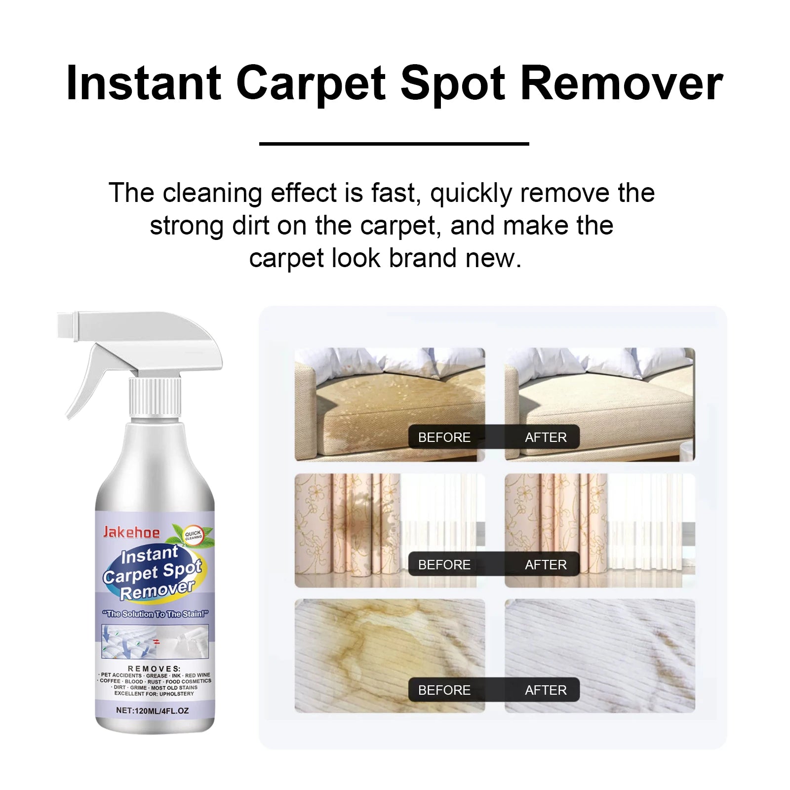 JAKEHOE Carpet Spot Remover – Stain & Odor Cleaner 120ml Carpet Stain Remover Oasis Select