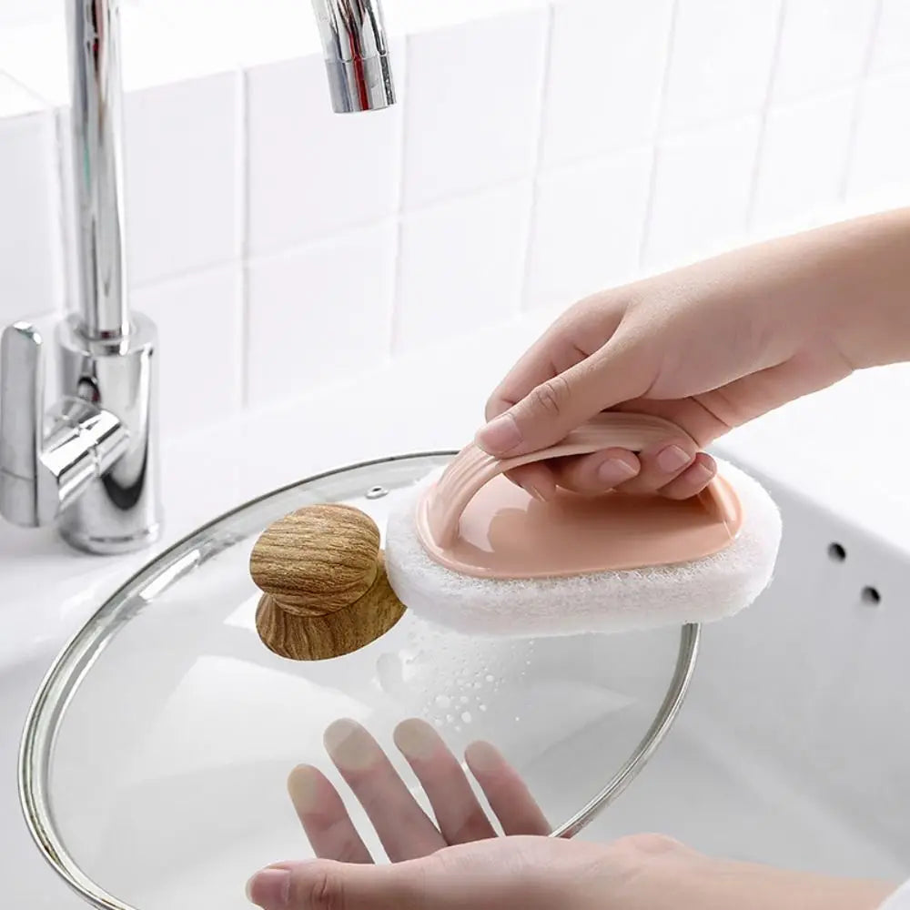 Portable Sponge Bathroom Brush with Handle Multifunctional Bath Cleaning Brush Sponge Bottom Strong Decontamination Oasis Select