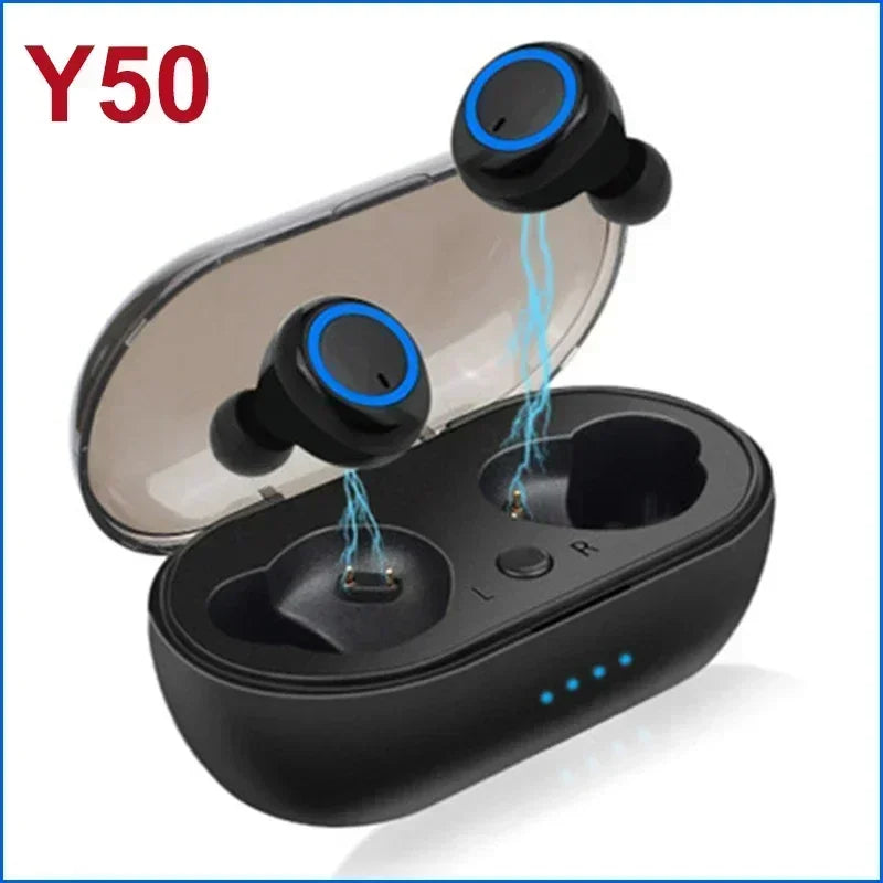 TWS Wireless Headphone V5.0 Earphone Bluetooth headphones Sport Stereo Waterproof Earbuds Headsets With Mic For Smartphones Oasis Select Black-Blue