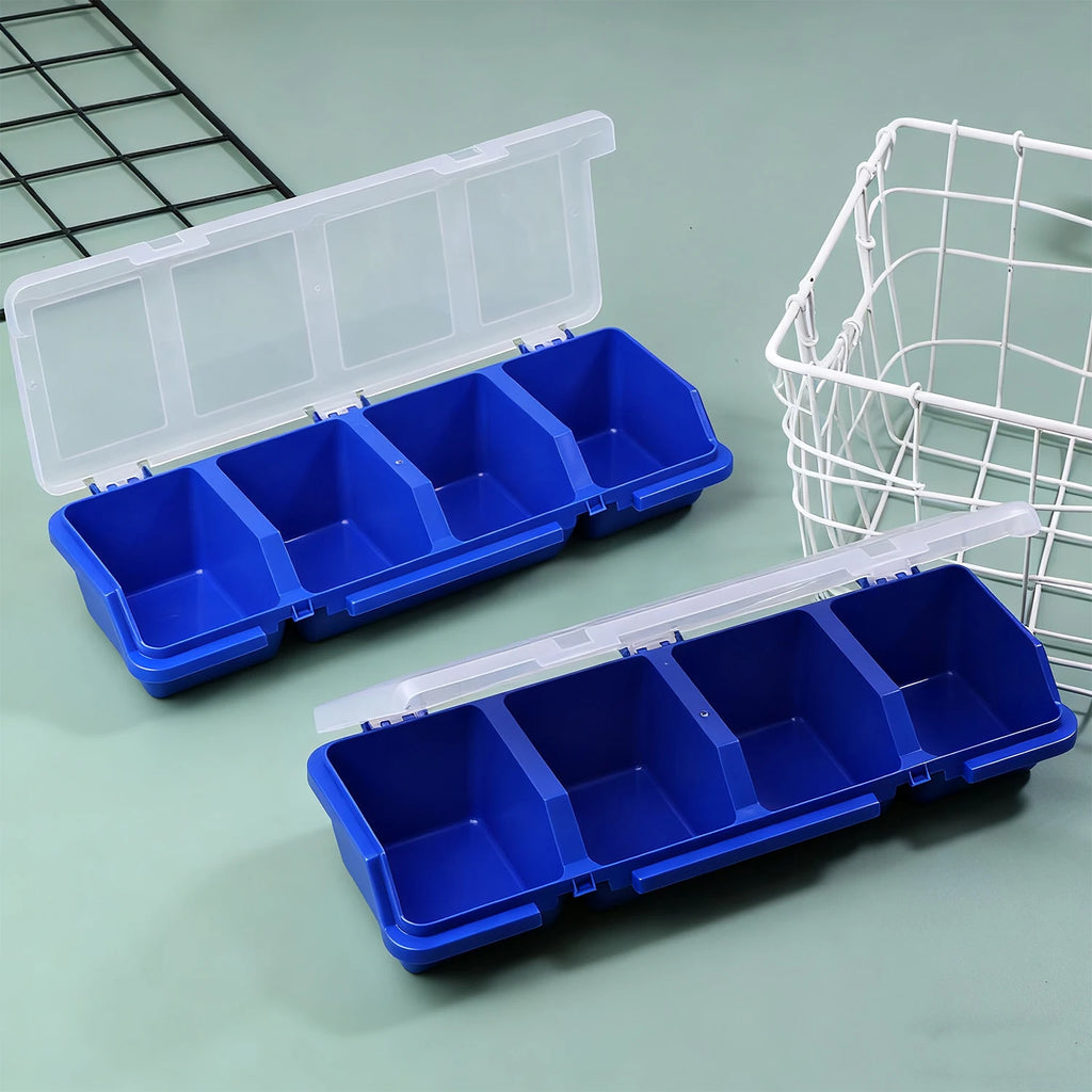1/2Pcs Multi-Compartment Organizer Box For Screws & Small Parts - Durable Plastic Hardware And Jewelry Storage Case Oasis Select 2Pcs blue