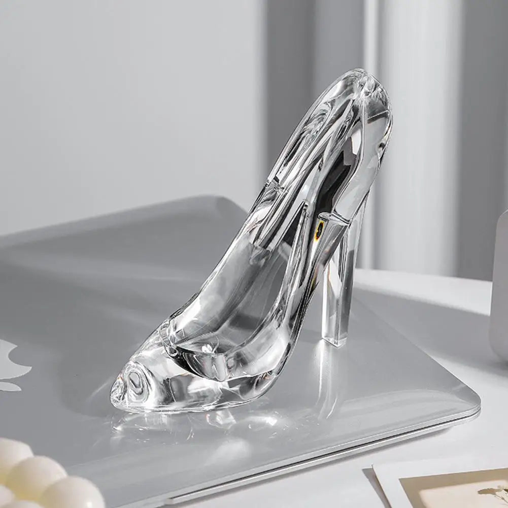 Cinderellas Crystal Glass Slipper Shoe Transparent Acrylic High-Heeled Shoes Figurines Wedding Decoration Valentine's Day Gift Oasis Select