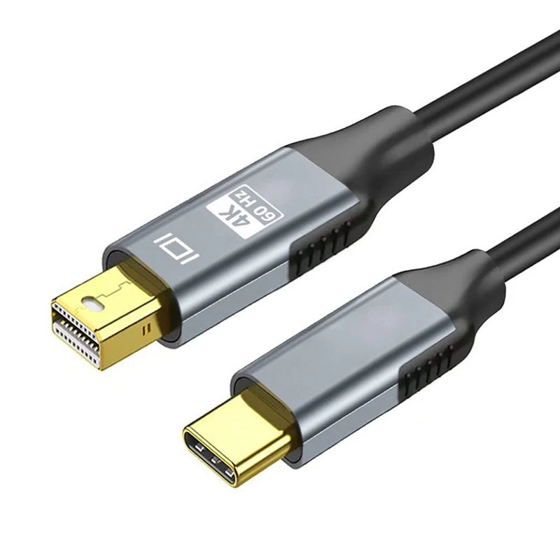 Type-c3.1 to Mini DisplayPort Cable Adapter 4K@60Hz for MacBook Air Pro Type C to Mini DP Display Port Thunderbolt Video Oasis Select Type C to Mini DP 1.8m