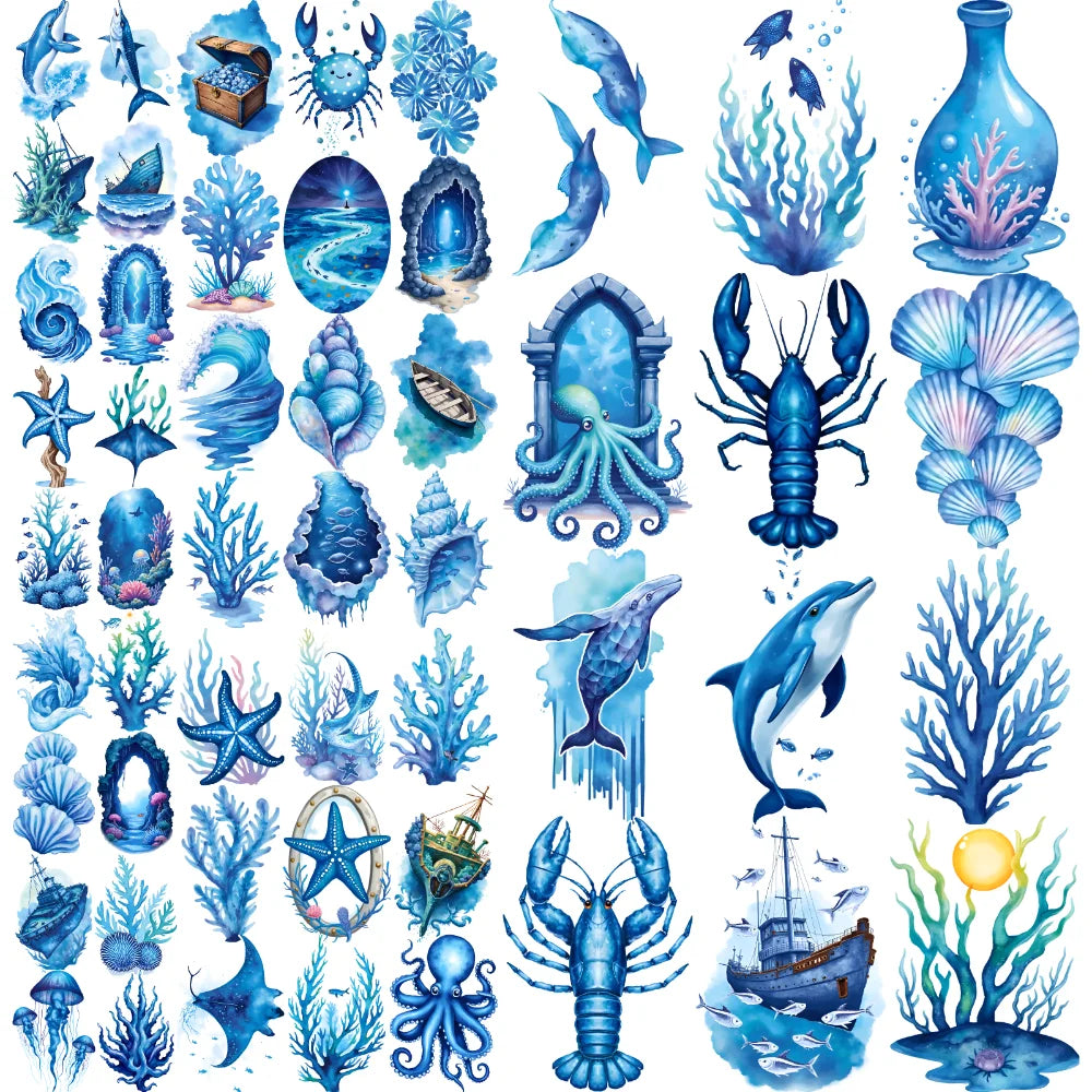63-Piece Sea Creature Temporary Tattoos – Waterproof Stickers Temporary Tattoo Set Oasis Select