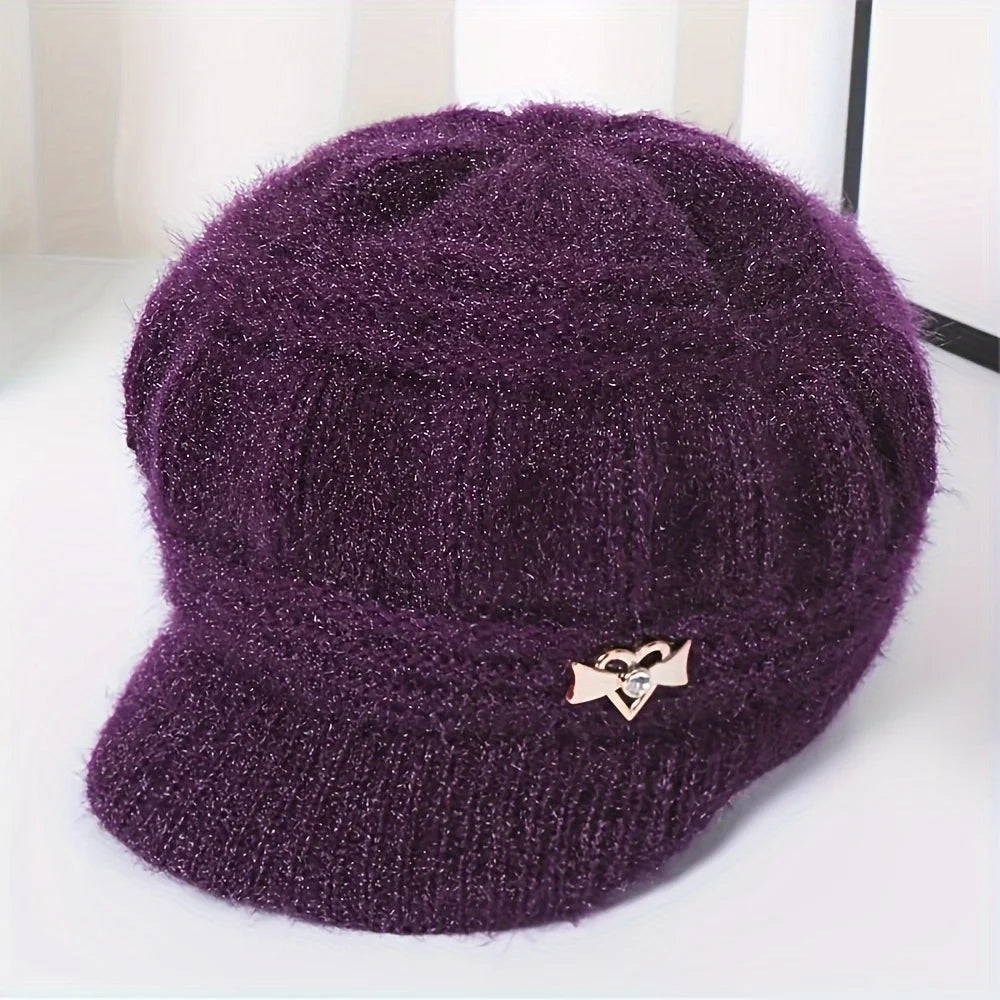 1PC Wool Women's Fashion Hat Plush Knitted Wind Shield Ear Guard Solid Color Atmosphere Simple Autumn and Winter Warm Hat Oasis Select