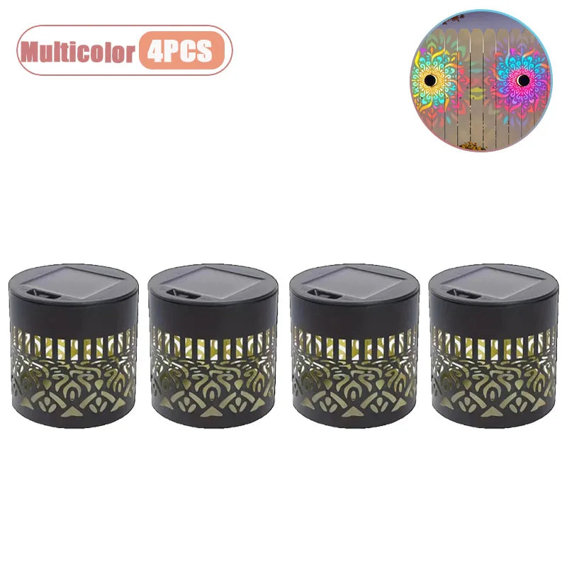 1-8PCS Solar Sunflower Mandala Wall Lantern Outdoor Waterproof Decorative Light for Garden Fence Patio Pathway Night Oasis Select Multicolor-4PCS