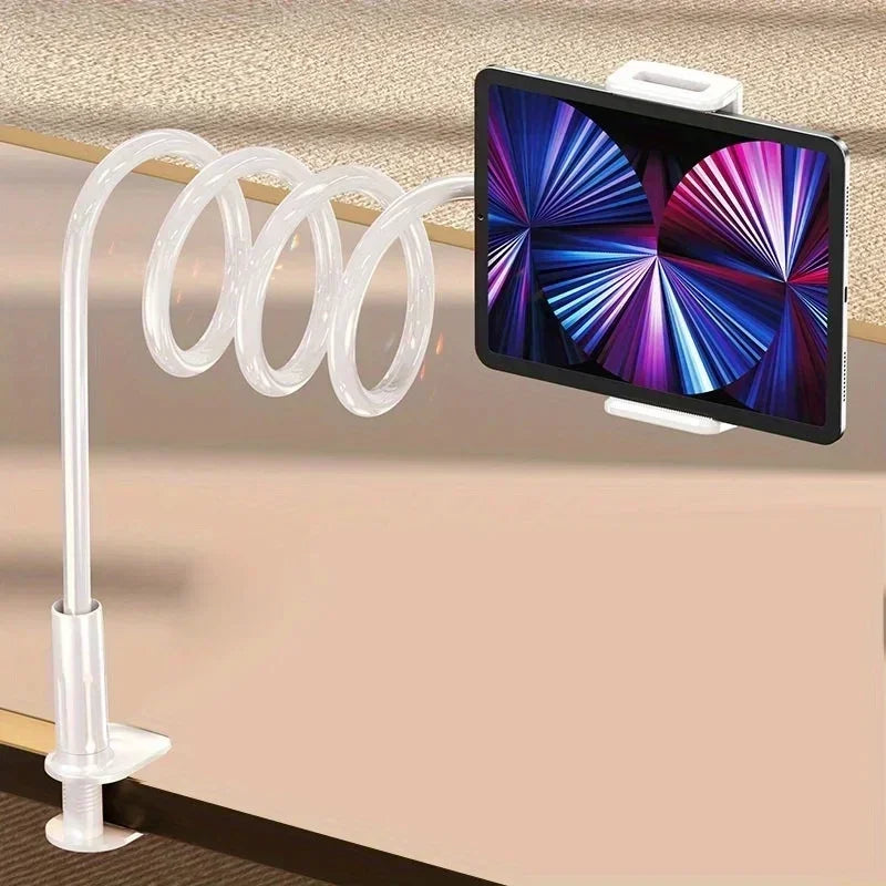 Lazy Holder Spiral Base Bed Top Lazy Artifact Bedhead Phone Tablet Stand for IPad 11 Air Redmi Pad Pro Galaxy Tab Bedside Mount Oasis Select WHITE