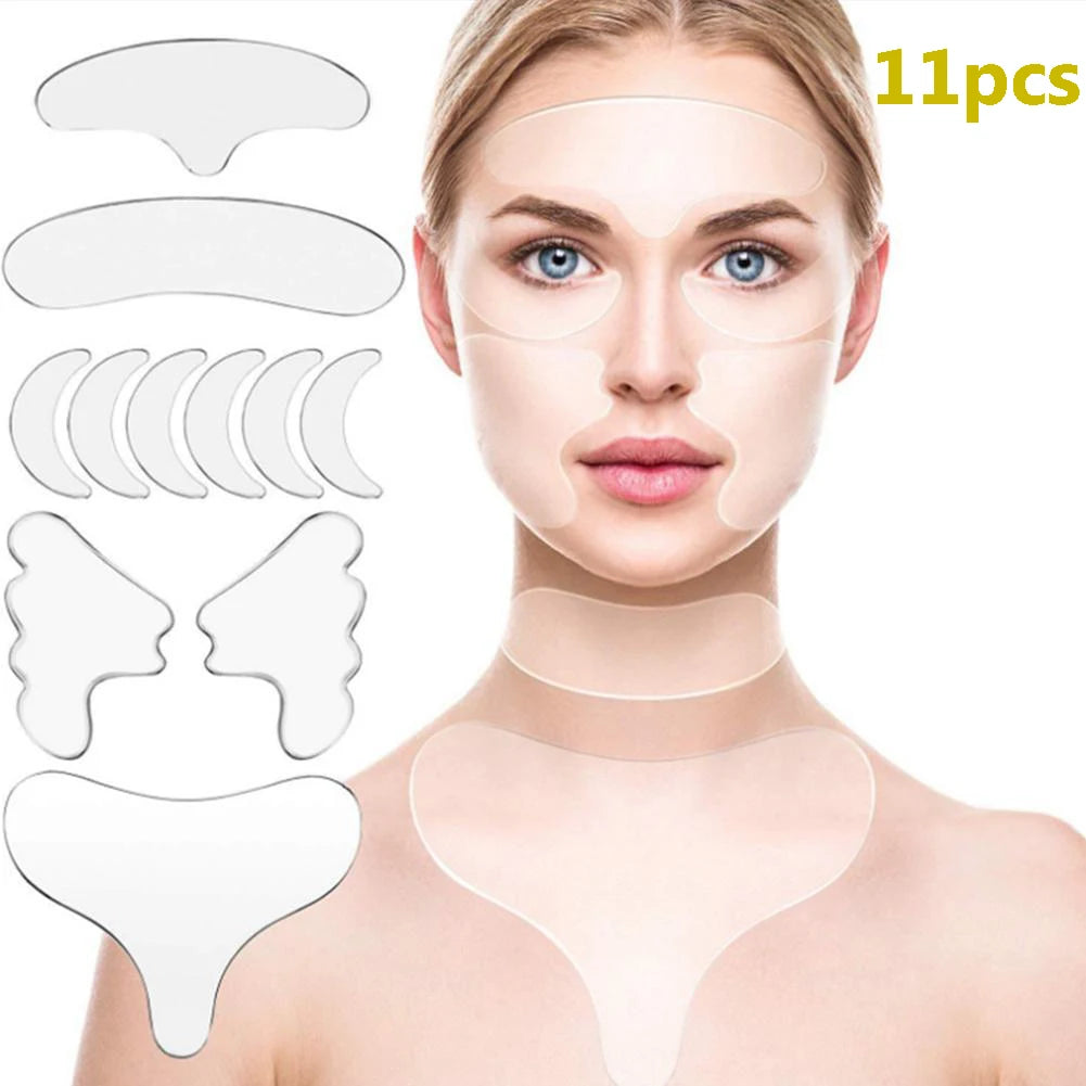 5/11/16/18Pcs Reusable Silicone Face Patch Set Anti Wrinkle Patches For Face Neck Forehead Eye Cheek Chest Pads Beauty Tools Oasis Select 11PCS-A