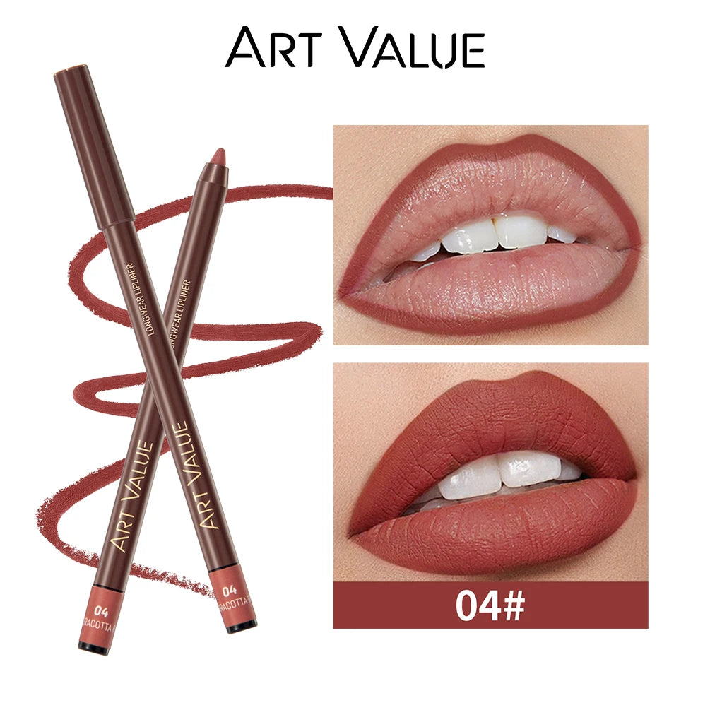Art Value 12-Color Waterproof Matte Lip Liner Pencil – Long Lasting