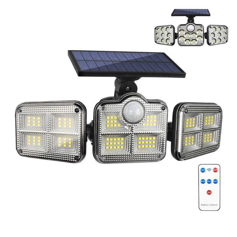 Solar 3-Head LED Outdoor Wall Light | Motion Sensor IP55