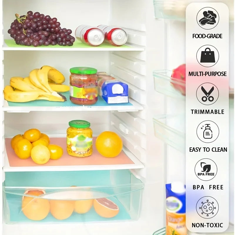 4PCS EVA Waterproof Refrigerator Liner Mat Washable Mildew Kitchen Pad Anti-oil Cabinet Drawer Placemat Heat-insulat Fridge Mat Oasis Select