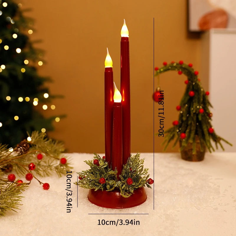 LED Electronic Candles Simulate Christmas Props Long Glossy Candles Christmas Decorative Items Oasis Select red