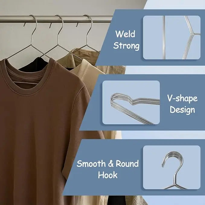 20/50PCS Heavy Duty Stainless Steel Hangers, 16.5 Inch Ultra Thin Space Saving Clothes Hangers, Polished Metal Wardrobe Hangers Oasis Select