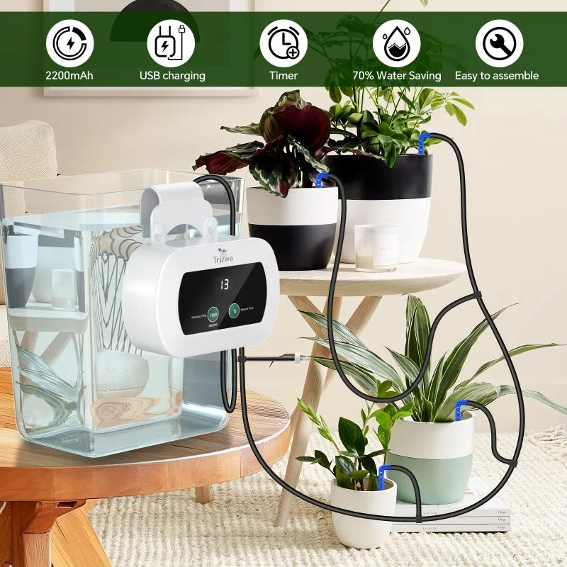 Indoor Automatic Drip Irrigation System,Self Plant Watering Device,300 Timed Watering Programes 10 Drip Tips Etc Drip Accessory Oasis Select