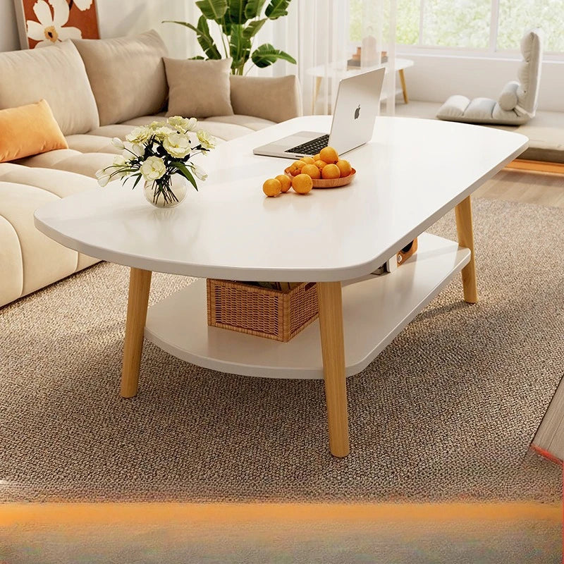 Coffee table living room small apartment multi-functional small tea table Nordic simple homestay double-layer small table Oasis Select