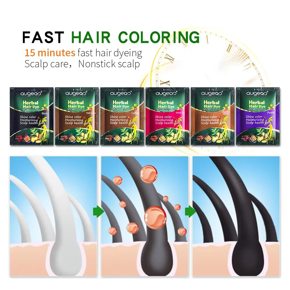 Natural Herbal Hair Dye Shampoo – Grey Coverage 30ml (3/5 Pack) Hair Dye Shampoo Oasis Select
