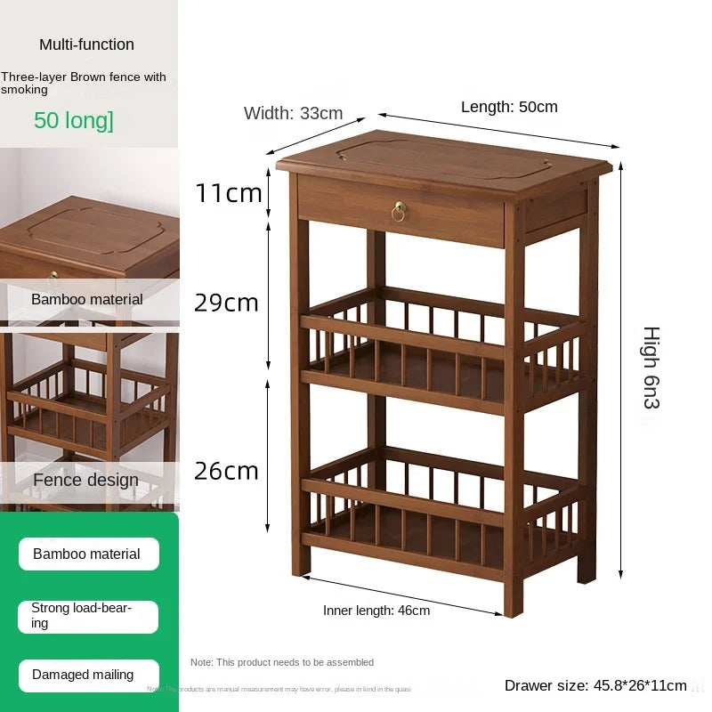 Simple and small bedside table, bedroom bedside cabinet, room storage rack, side table cabinet, bamboo solid wood special offer Oasis Select F2