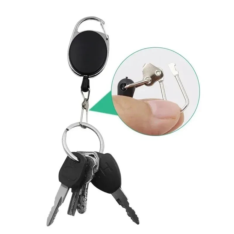 Retractable Keychain Badge Scroll ID Badge Holder Card Holder Backpack Lanyard Hiking Buckle Key Ring Retractable Tool Oasis Select
