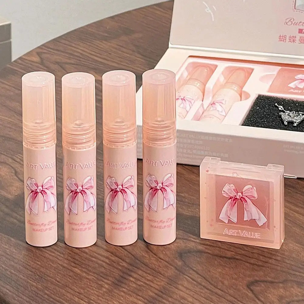 Lipstick & Blush Gift Box Set – 4 Lip Muds + Powder Blusher Makeup Gift Set Oasis Select