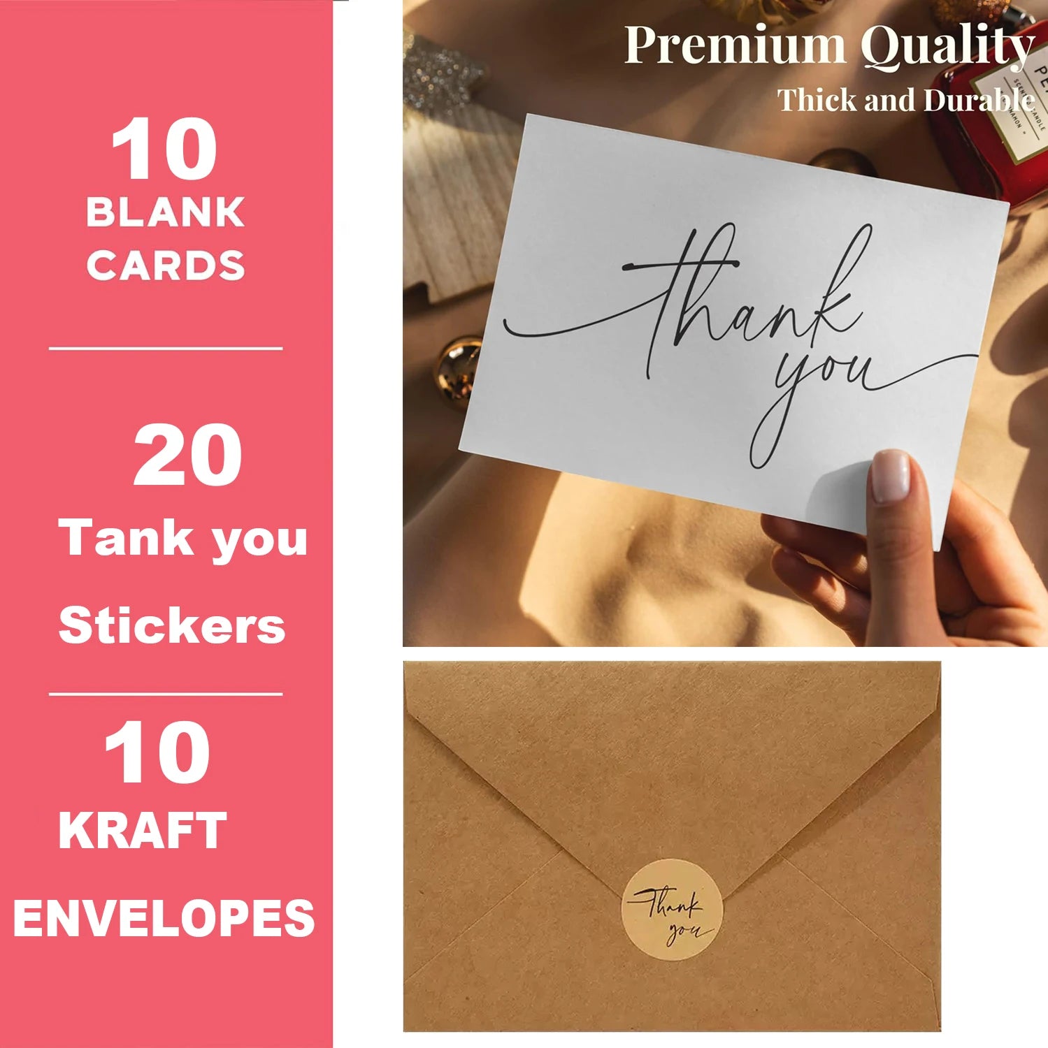 20-pack Thank You Cards Bulk with Envelopes & Stickers Perfect for Business, Weddings, Baby & Bridal Showers, Graduations Oasis Select