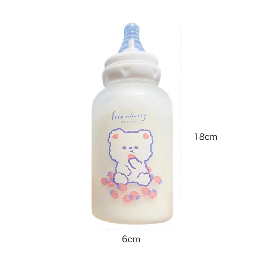 400ml Cute Strawberry Bear Water Bottle 400ml Frosted Drinking Bottles Portable Leakproof Transparent Cup Girls Kids Adult Oasis Select