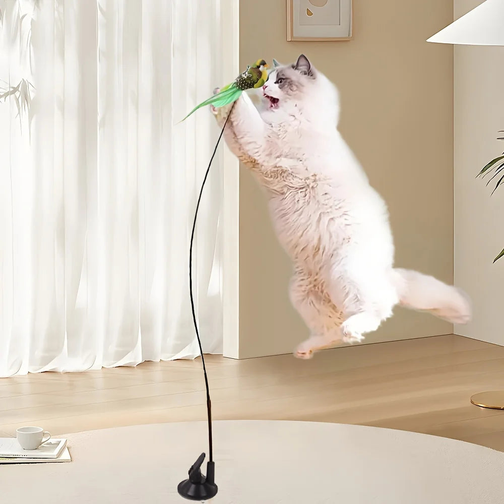1/3pcs New cat funny cat stick steel wire long pole feather cute cat toy kitten fishing self-pleasure relief pet toy Oasis Select