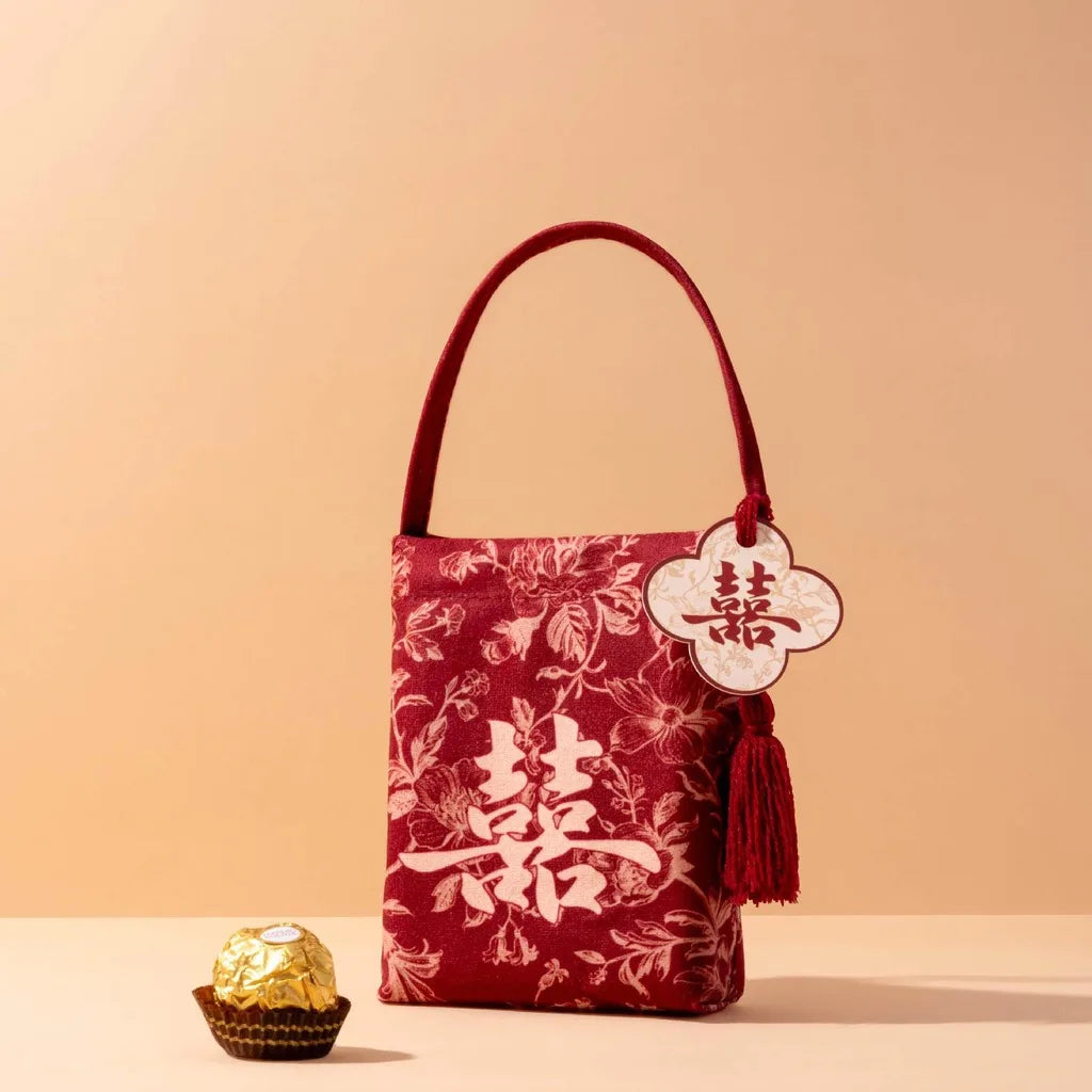Chinese Velvet Wedding Candy Gift Bag | Elegant Favour Pouch