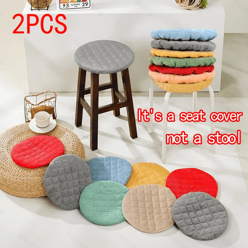 2pcs Thick Soft Round Stool Covers,Elastic Seat Cushions for Wood Iron Stool 25-30cm,Washable All-Season Chair Cover Dining Room Oasis Select