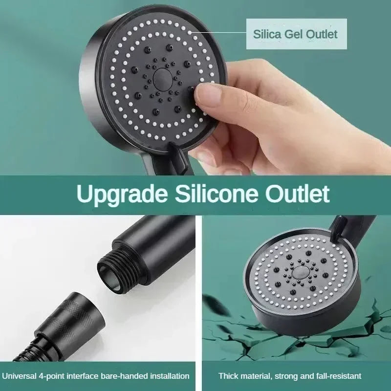 Handheld Spray Shower 5 Modes Booster Shower Head Household Adjustable High Pressure Water Massage Bathroom Supplies Oasis Select