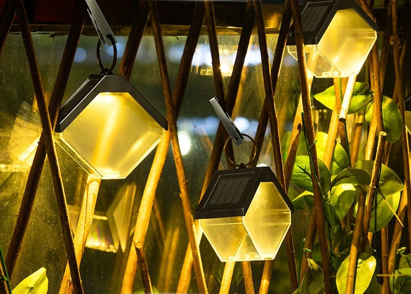 Solar-powered Ice Brick Chandelier, Outdoor Decorative Villa Hanging Lamp, Garden Light-controlled Sensor Atmosphere Garden Lamp Oasis Select warm x colorful 2 PCS