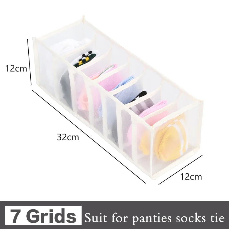 Sports Bra Underwear Organizer Storage Box Panties Socks Storage Boxes Wardrobe Clothes Organizer Cabinet Drawers Separator Box Oasis Select 7grids-white