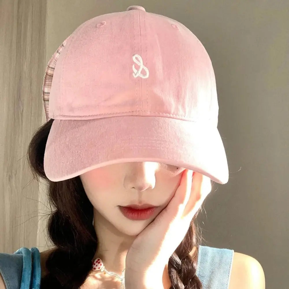 New Design with Strap Baseball Cap Embroidered Cotton Material Sun Hat Sweet Ribbon Sports Hat Oasis Select