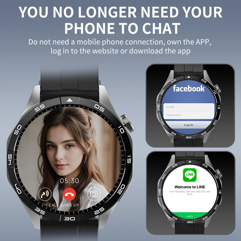 AMOLED Screen 4G Call Smart Watch Men Women APP Download GPS Smartwatch 200W HD Camera Sports Fitnes Waterproof Music Health Oasis Select