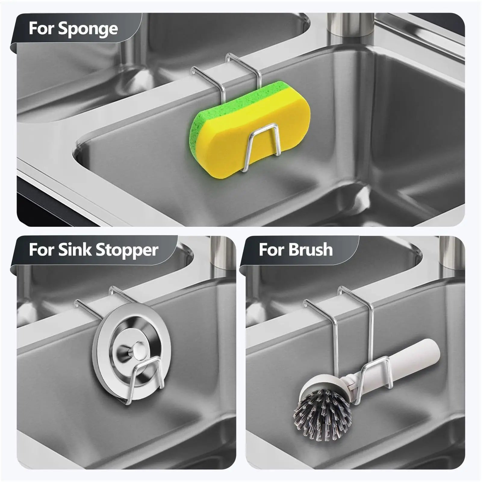 Stainless Steel Kitchen Sponge Rack Sink Wall Mount Storage Organizer Sink Soap Rack Drainer Rack Kitchen Bathroom Accessories Oasis Select