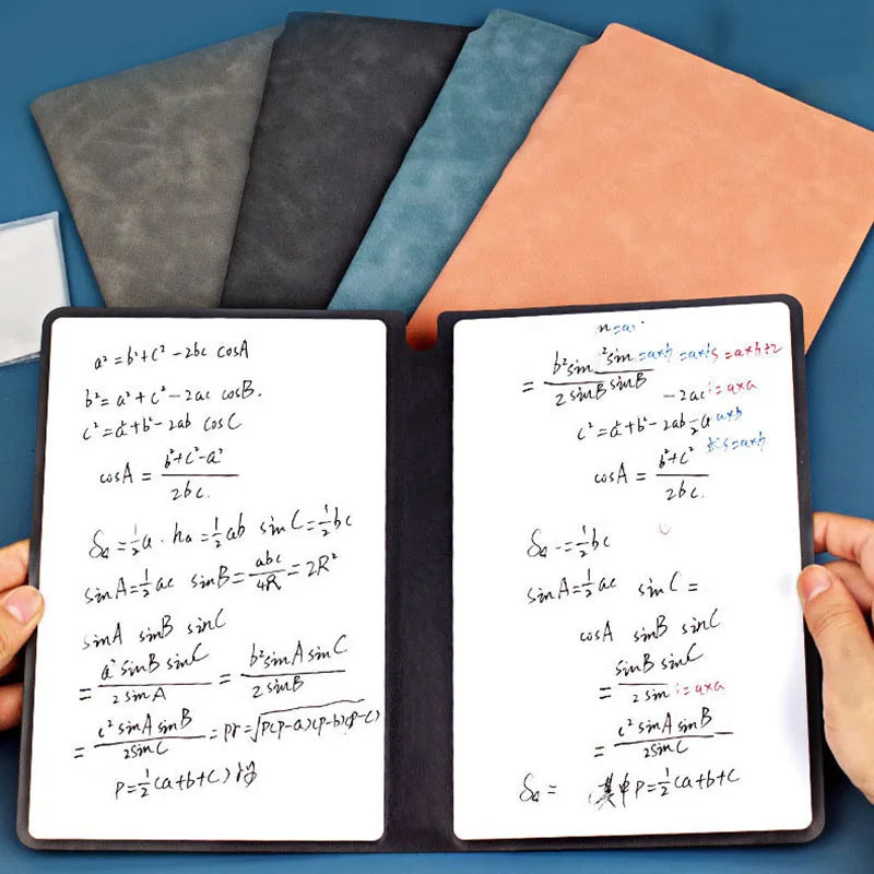 1 Pcs Reusable Whiteboard Notebook Set With Whiteboard Pen Erasing Cloth Leather Memo Pad Weekly Planner Portable Stylish Office Oasis Select