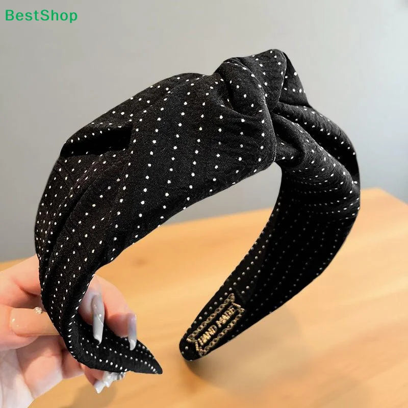 Wide Polka Dot Knot Headband for Women – Casual Hair Hoop