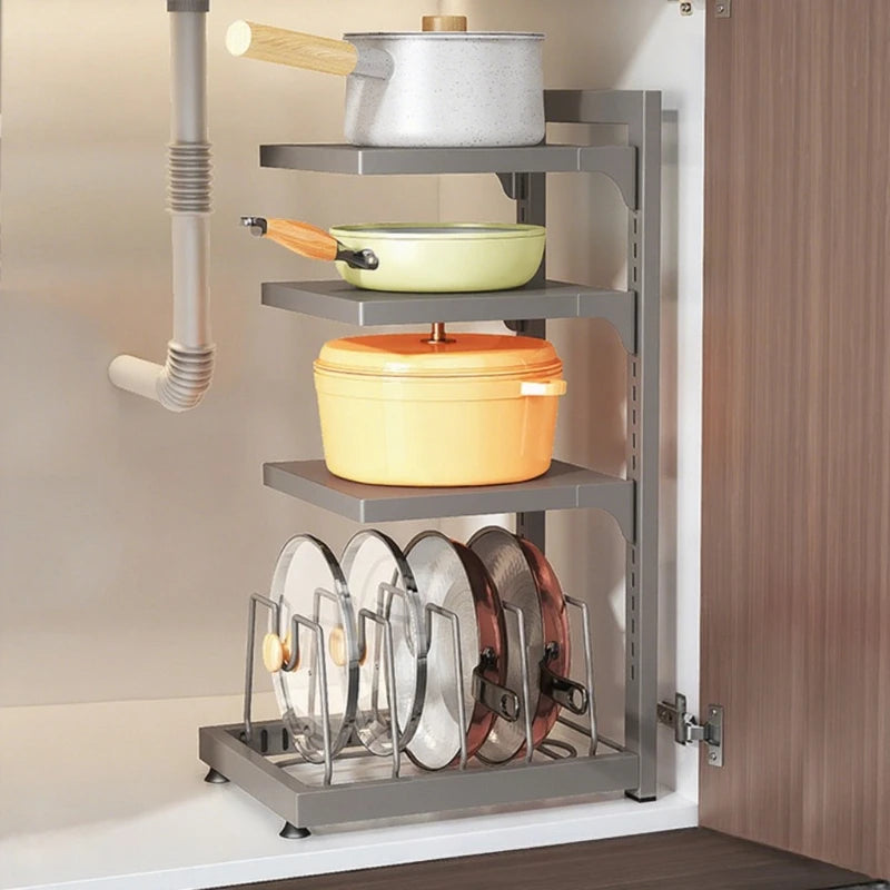pot storage rack, cabinet countertop, layered vegetable preparation, pot lid rack, adjustable household multi-layer kitchen Oasis Select