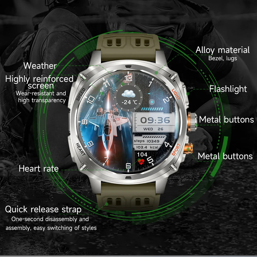 Outdoor Sports Smart Watch Blue Tooth Call Heart Rate Health Smartwatch Information Reminder LED Flashlight Waterproof Clock Oasis Select