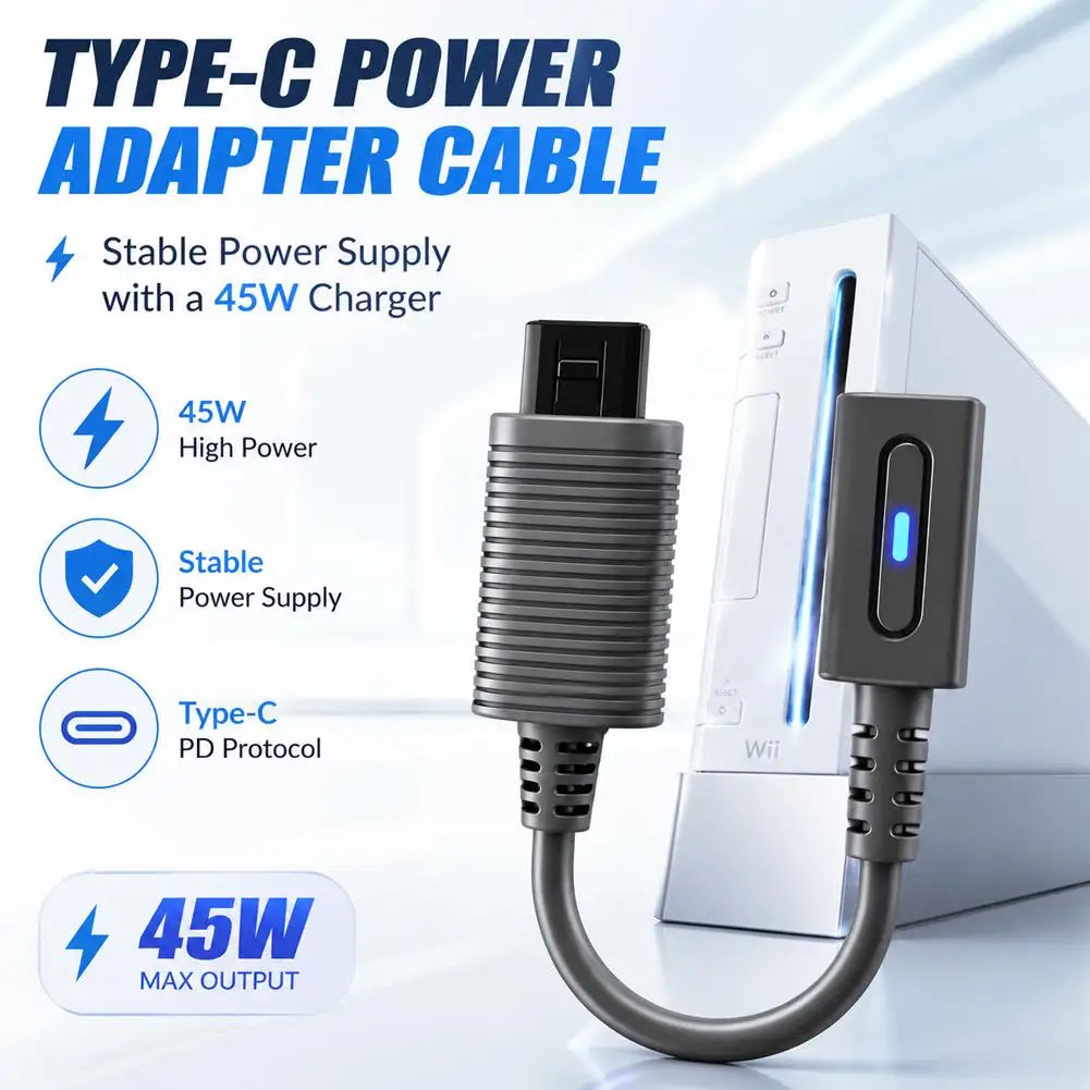 USB-C to Nintendo Wii Power Adapter Cable – 45W PD