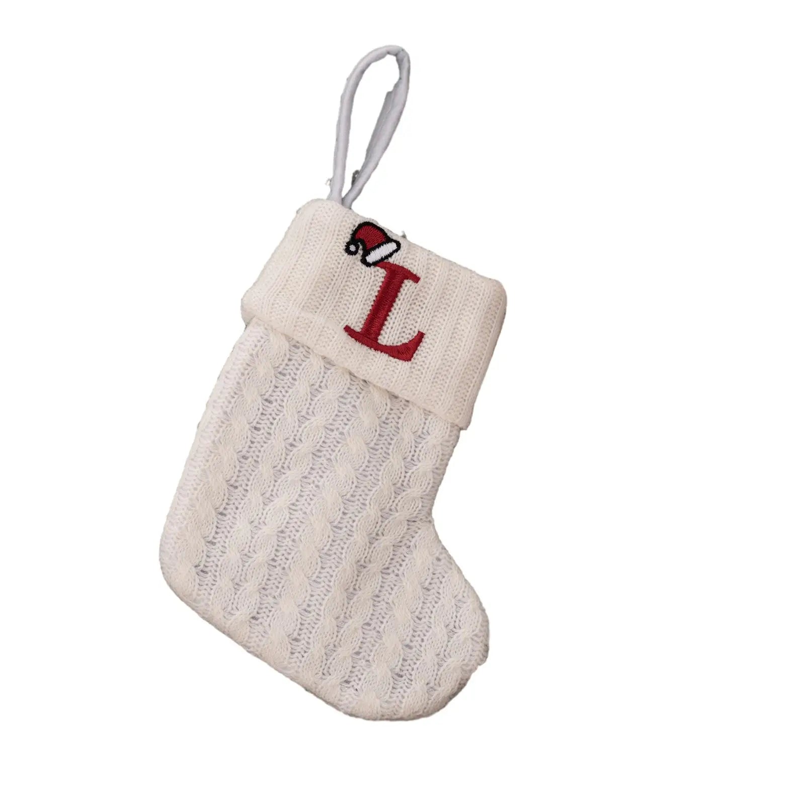 With Hanging Rope Christmas Stocking Children Candy Bag Beautiful Knitted Pendant White Snowflake Alphabet Christmas Tree Oasis Select L China Mainland
