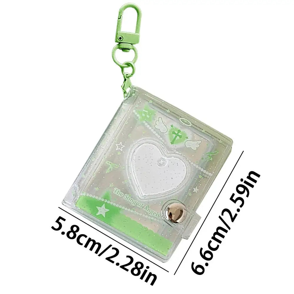 Mini Photo Albums Key Chain Decoration PVC Photos Holder Pockets Accessories For Photos Cards Keychain Pendant Card Holder Oasis Select White