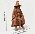 Mystery Wizard Shelf Sitter Figurine 3D Printed Sitting Posture Old Mage Statue Fantasy Desktop Decor for Bookshelf & Game Table Oasis Select Old wizard black