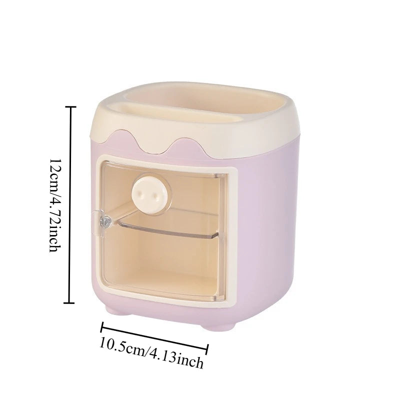 1pcs Creative Cartoon Multi Grid Pen Holder Student's Favorite Multifunctional Storage Box with Grid Desktop Stationery Box Oasis Select pink