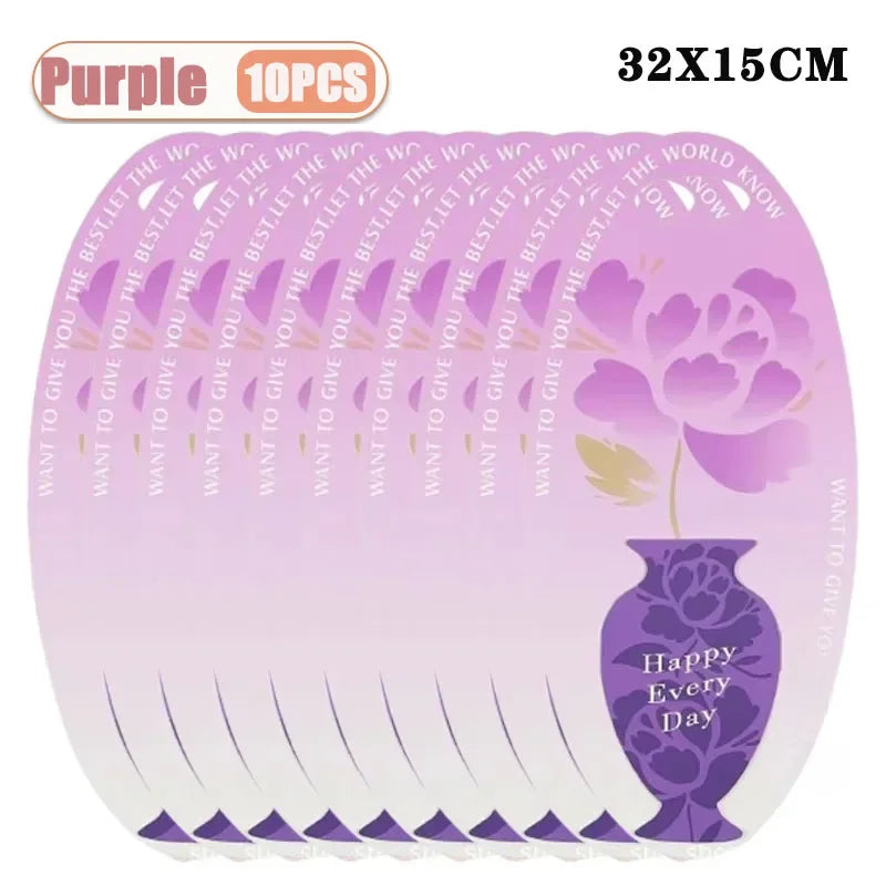 Simple Elegant Valentine Flower Bouquet Box Foldable Handheld Design Easy Carry Gift for Home Party Wedding Celebration Romance Oasis Select Purple-10PCS