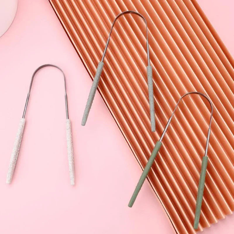 3 Colors Stainless Steel Tongue Scraper U-shaped Metal Fresh Breath Cleaning Coated Tongue Toothbrush Oral Hygiene Care Tools Oasis Select