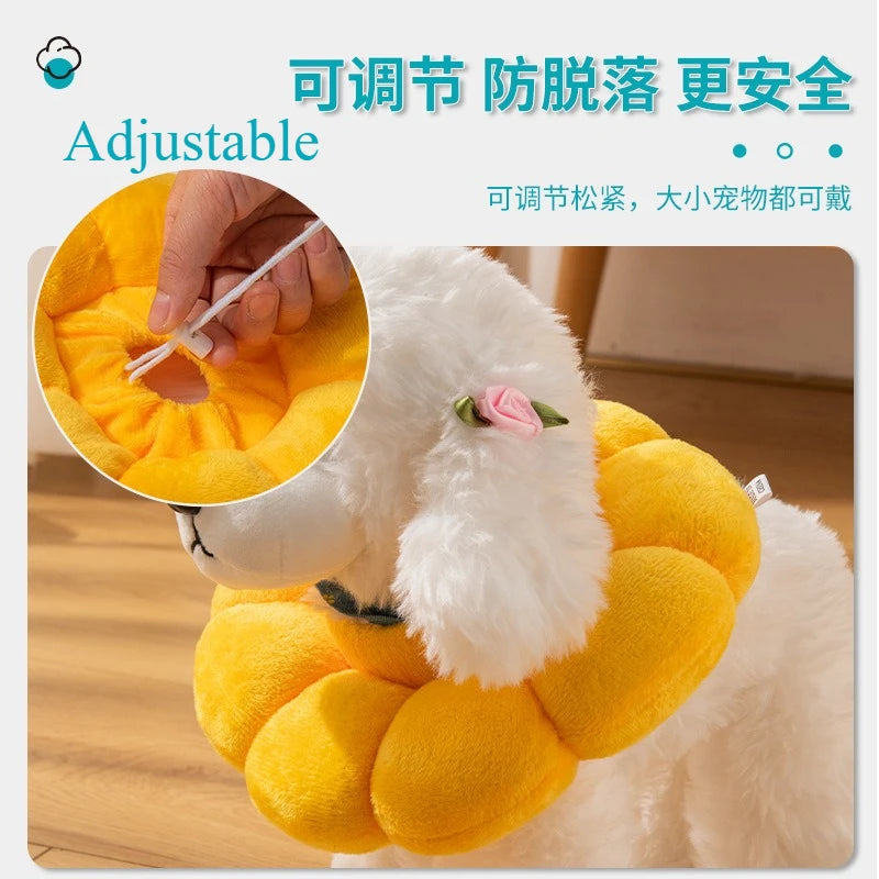 Sunflower cat Eliza White cotton collar pet collar sterilization shame anti-licking and anti-biting neck collar protective cover Oasis Select